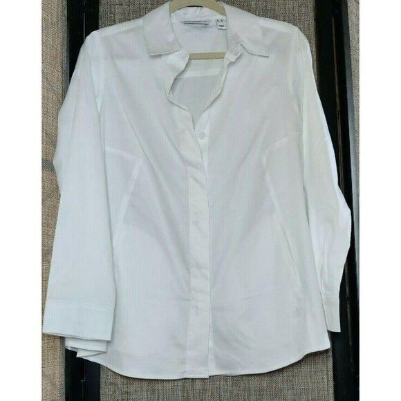 Isaac Mizrahi Live! Womens White Long Sleeve Button Up Size 0 - Picture 1 of 11